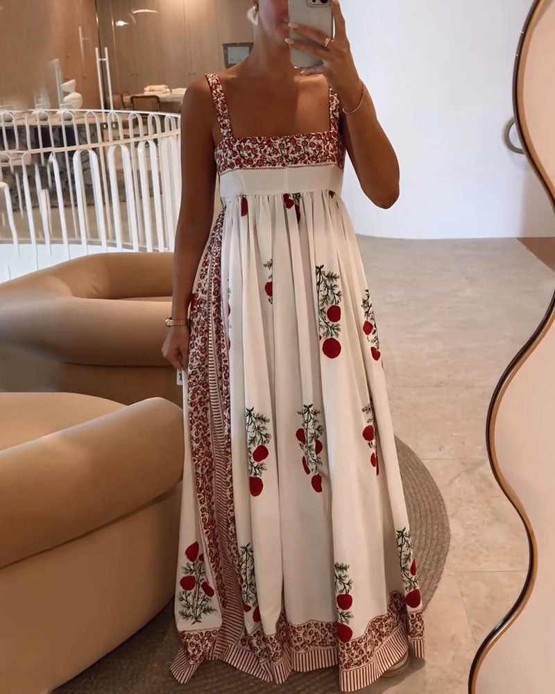Sommer Maxikleid für Damen mit Kirschmuster – Samanta