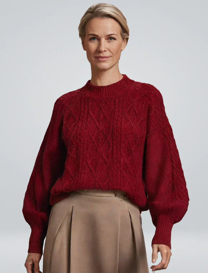 Zopfstrick Damenpullover mit bequemem Schnitt – Marcela