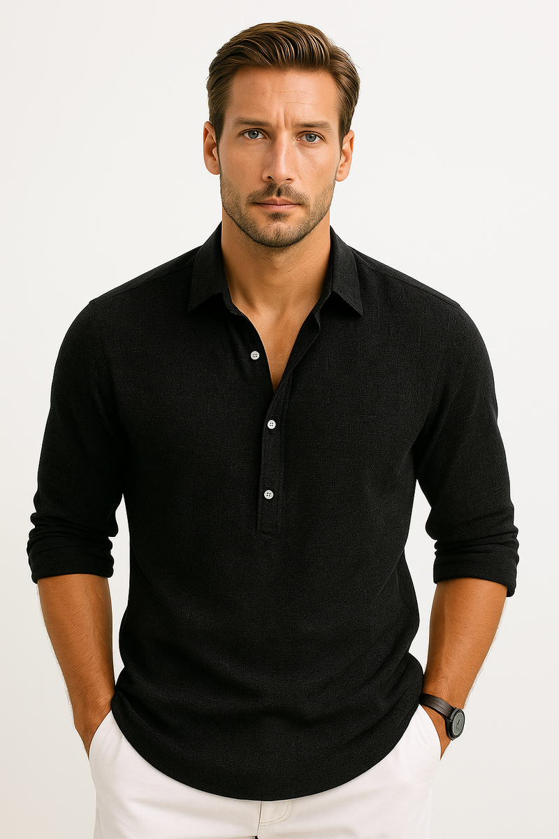 Freizeithemd Herren Leinen Slim Fit mit Kragen – Armin