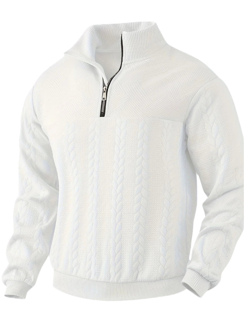 Herren Vintage Pullover Warm Stehkragen mit Reißverschluss - Anton