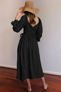 Elegantes Kleid Rüschenärmel Seitenausschnitt Glamour – Eloura