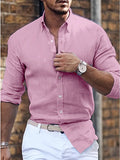 Herren Button-Up Hemd Reverskragen Sommer Baumwolle – Vensiro