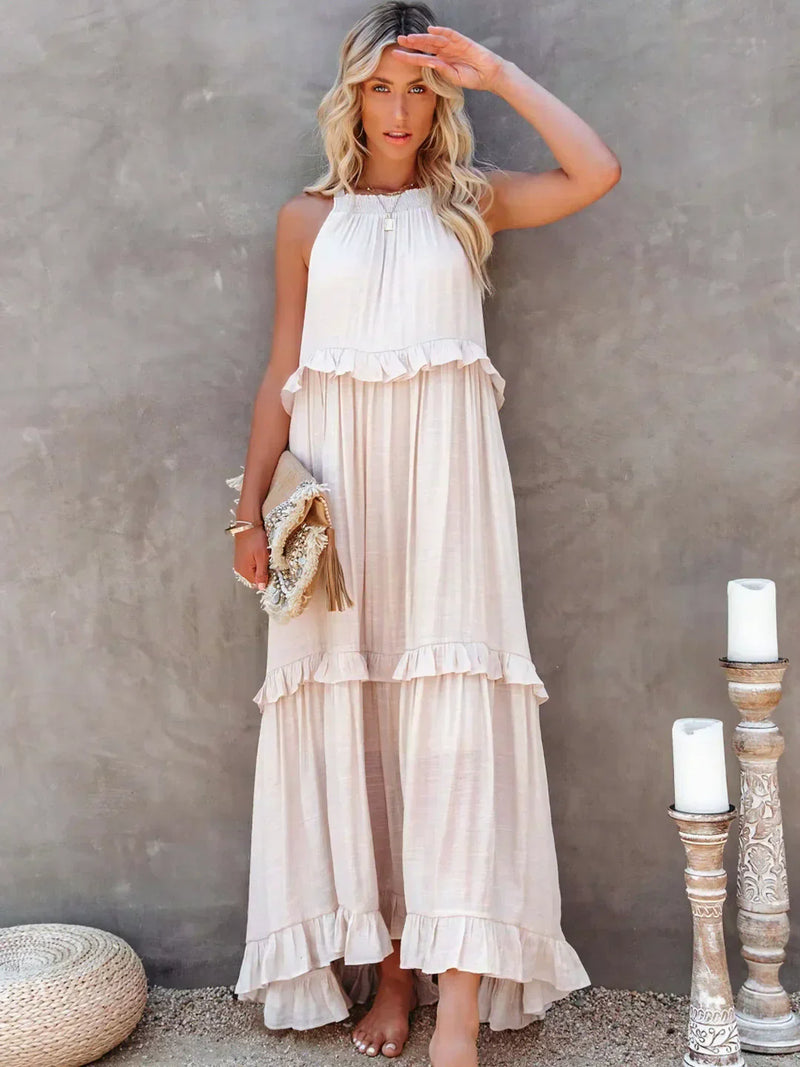Sommerkleid Neckholder A-Linie Luftig Boho – Feliora