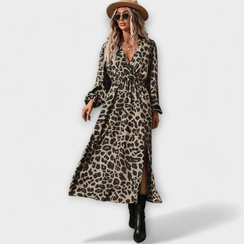 Leopardenkleid Damen Frühling Elegant Leicht – Natalie