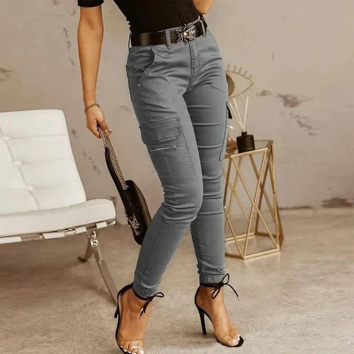 Damen-Cargo-Hose mit Taschen und elastischem Bund – Nora