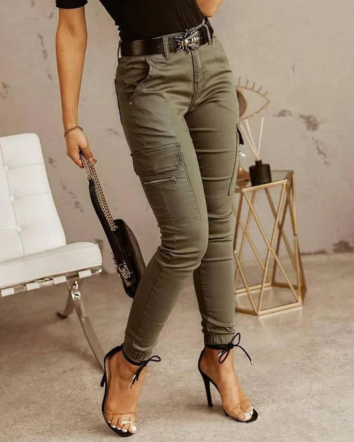 Damen-Cargo-Hose mit Taschen und elastischem Bund – Nora