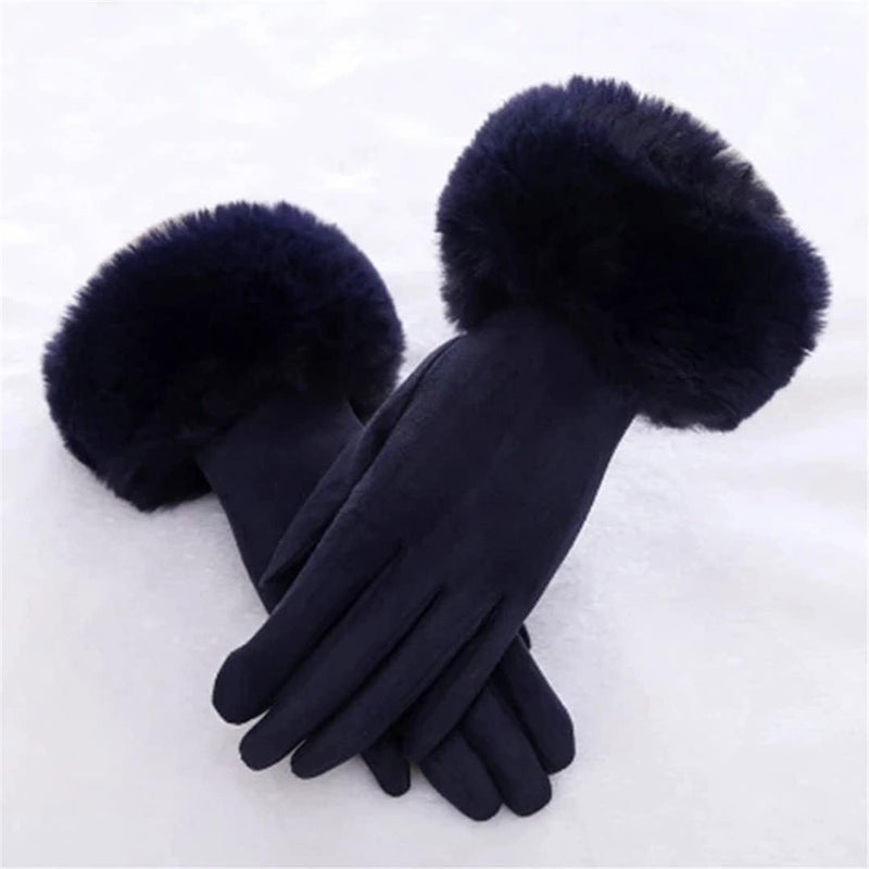 Wildleder Winterhandschuhe mit Kunstfell, warm & stilvoll – Lena