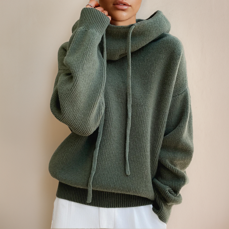 Warmer Strickpullover mit Kapuze für Damen – Carola