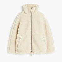 Damen Oversize Jacke mit Reißverschluss und Stehkragen – Susanna