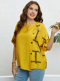 Bedrucktes Sommer-T-Shirt mit Knopfleiste – Lina