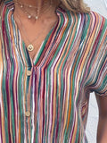 Gestreifte Bluse mit Knöpfen & V-Ausschnitt – Olivia