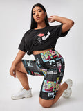 Cartoon-Print Shorts Damen High Waist & Bequem – PlayfulFit