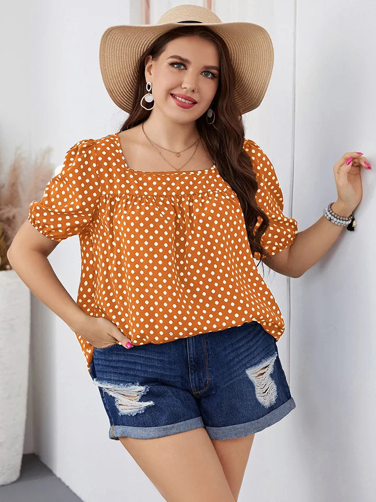 Boho-Bluse mit Puffärmeln & Polka Dots – Elina