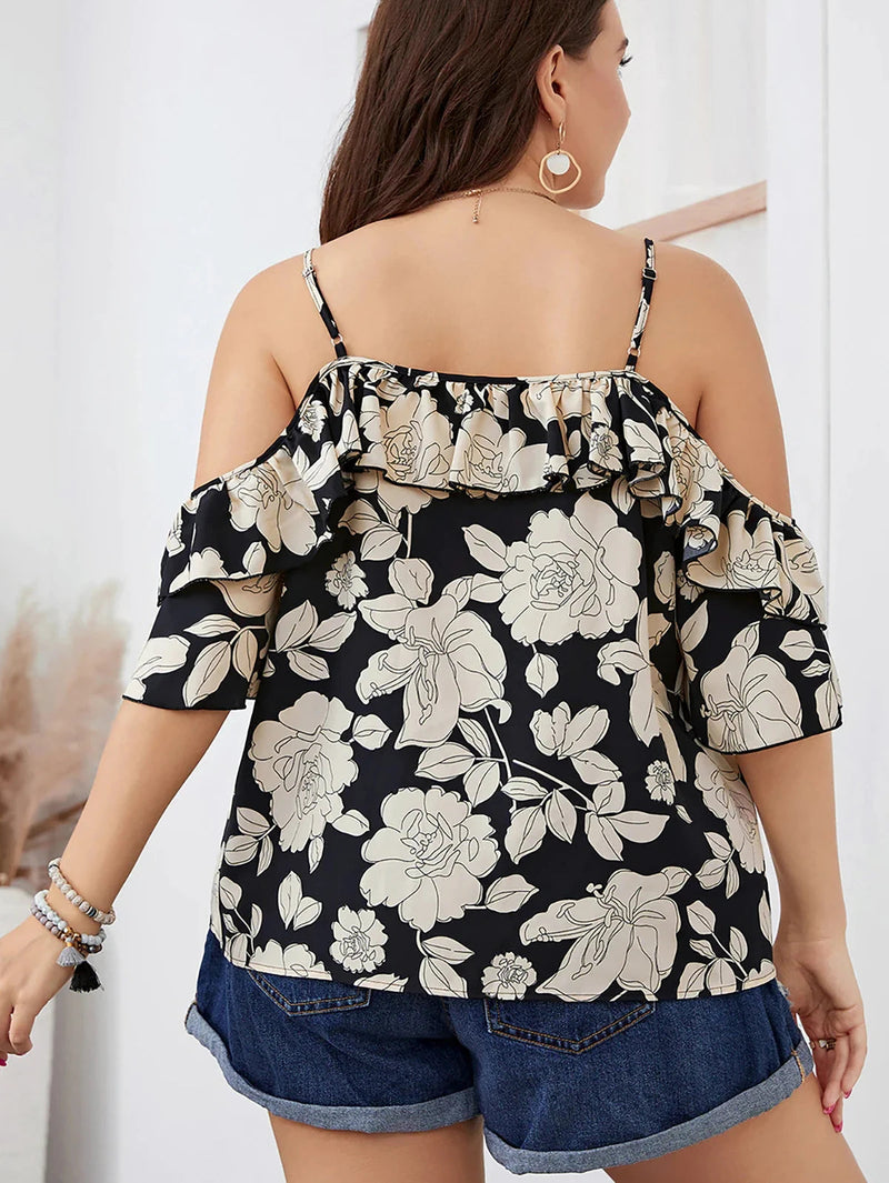 Schulterfreie Bluse mit Blumenmuster – Sofia