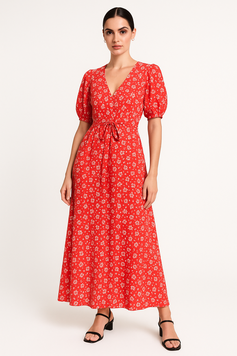 Blumenkleid Damen Schlankmachend Sommer Elegant – Sophia