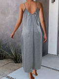 Maxi Sommerkleid mit Trägern und Taschen – Elina