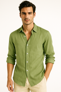 Herren Leinenhemd Langarm Sommer Revers Elegant – Sorvani