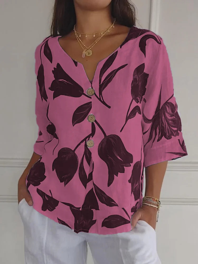 Sommer Bluse Damen V-Ausschnitt Elegant – Anna
