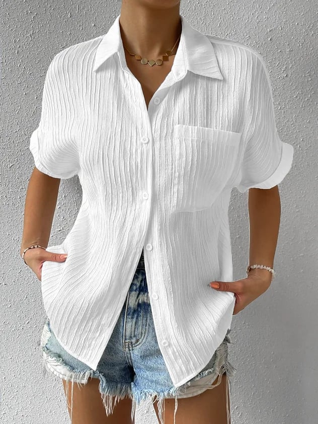 Damen Shirt Kurzarm Locker Struktur Stoff – Nora
