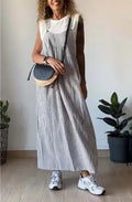 Gestreiftes Damen Kleid Lang Elegant Alltag Komfort – Elvaria