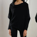 Oversized Damenpullover mit asymmetrischem Kragen – Sophia