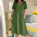 Knopfkleid Damen locker elegant V-Ausschnitt Sommer – Selina