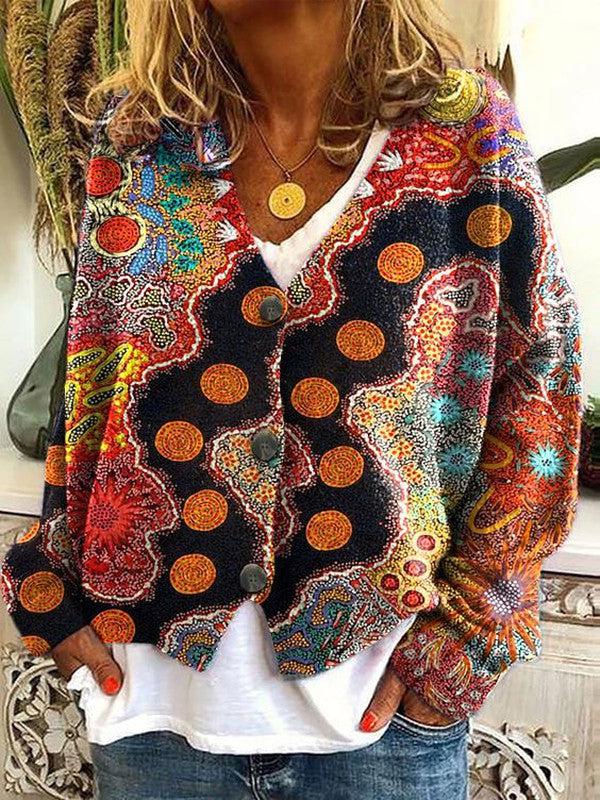 Boho Strickpullover Damen Bunt Locker Ethno Stil – Alariva