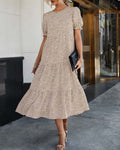 Damen Kleid A-Linie Elegant Midi Puffärmel – Meresia