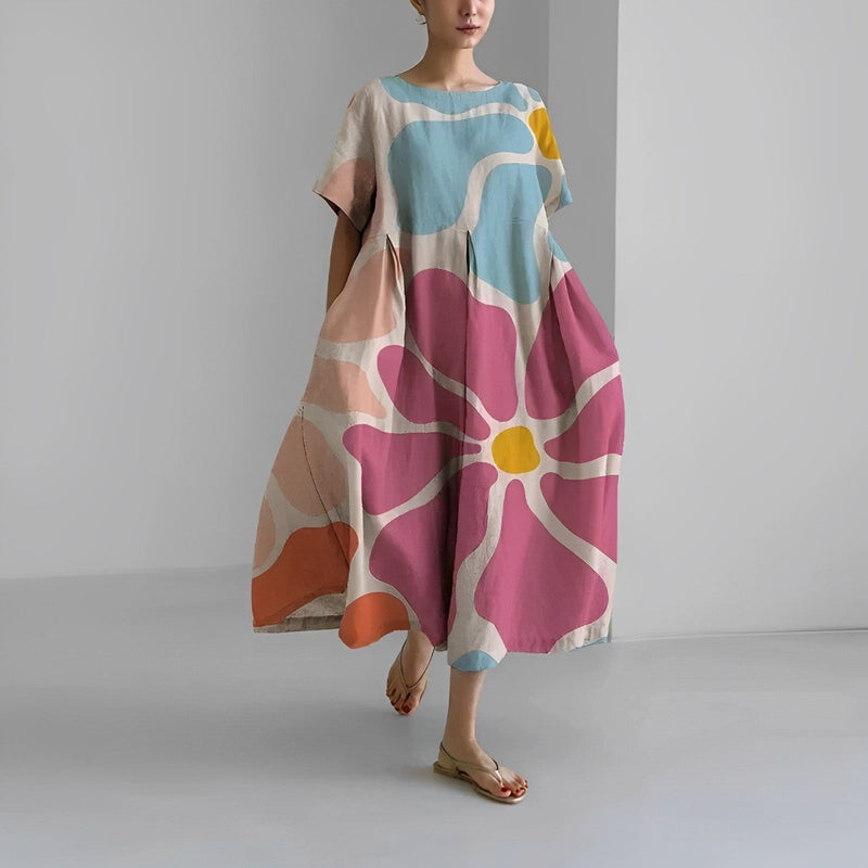 Boho Maxikleid mit Blumenmuster aus Baumwolle – Kerstin