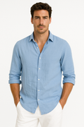 Herren Leinenhemd Langarm Sommer Baumwoll-Mix Freizeit – Nuvoro