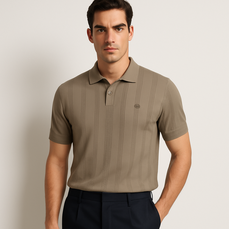 Poloshirt Herren Rippdesign Atmungsaktiv Smart Casual – Lorven