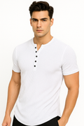 Henley Shirt Herren Kurzarm Bequem Freizeit – Marino