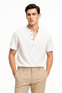 Herren Kurzarm-Leinenhemd mit Knopfleiste – Sommer-Look von Virello