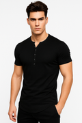 Henley Shirt Herren Kurzarm Bequem Freizeit – Marino