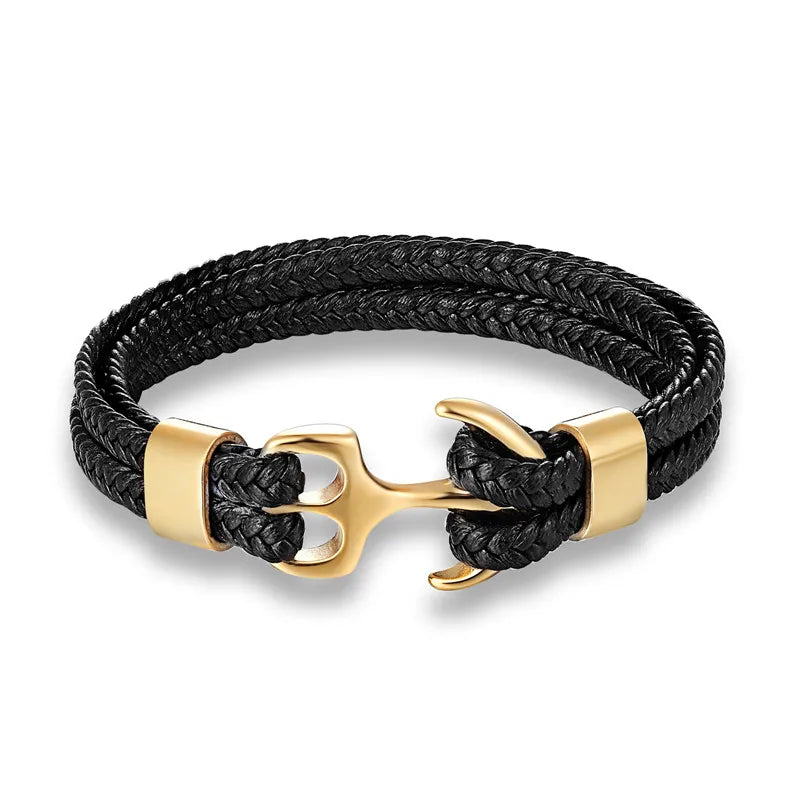 Leder Armband mit Anker Anhänger – Sebastian