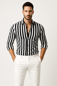 Herren Sommerhemd mit Streifen und schlankem Schnitt – Roald