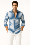 Herren Sommerhemd mit Streifen und schlankem Schnitt – Roald