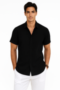 Herren Leinen-Baumwoll-Sommerhemd Kurzarm Elegant – Renavo