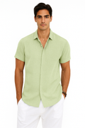 Herren Leinen-Baumwoll-Sommerhemd Kurzarm Elegant – Renavo