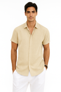 Herren Leinen-Baumwoll-Sommerhemd Kurzarm Elegant – Renavo