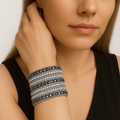 Strass Wickelarmband aus Leder für Damen – Sofia