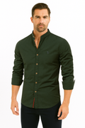 Herren Baumwollhemd Langarm mit Stehkragen & Eleganter Stickerei – Nelvion