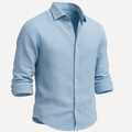 Herren Leinenhemd Langarm Sommer Baumwoll-Mix Freizeit – Nuvoro