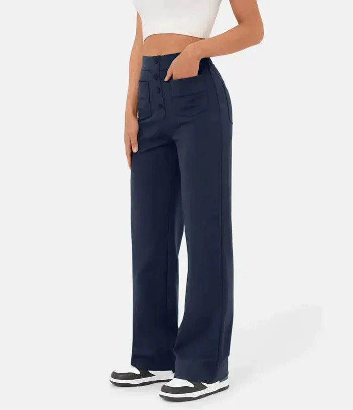 Damen Stretchhose Elegant Hochtailliert Bequem Look – Alira