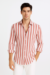 Atmungsaktives gestreiftes Leinenhemd für Herren – Kaspar