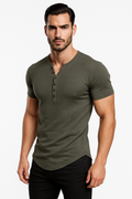 Henley Shirt Herren Kurzarm Bequem Freizeit – Marino