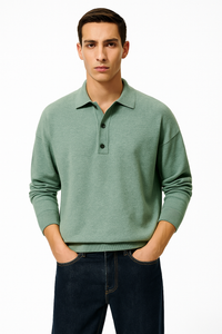 Langarm-Poloshirt für Herren mit weichem Stoff – Kai