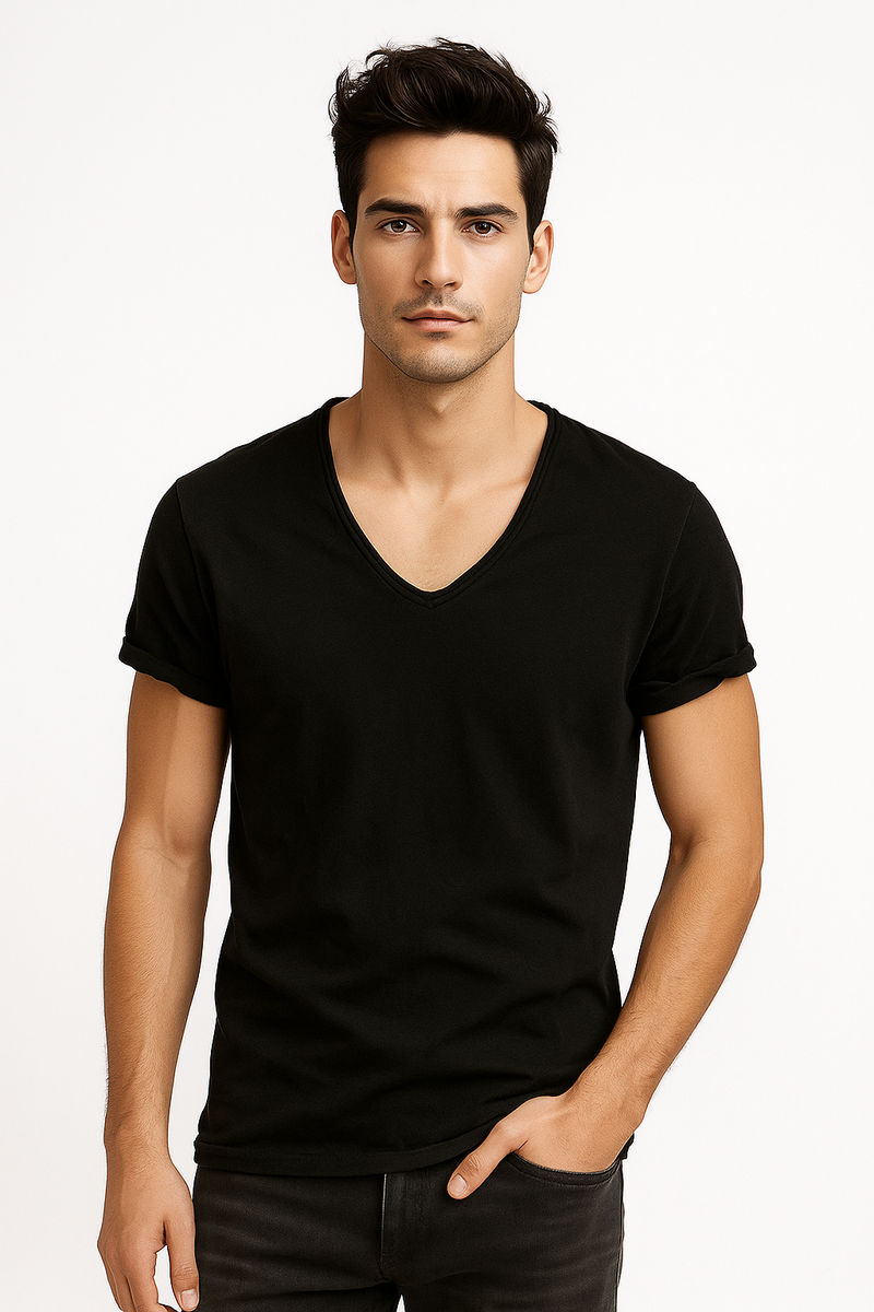 Herren Slim Fit Freizeithemd V-Ausschnitt Elegant – Elvon