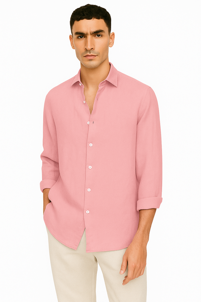 Herren Leinenhemd Langarm Sommer Revers Elegant – Sorvani