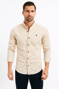Herren Baumwollhemd Langarm mit Stehkragen & Eleganter Stickerei – Nelvion